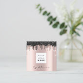 Nail Lashes Schwarze Tropfen 6 Punches Logo Rose Quadratische Visitenkarte (Stehend Vorderseite)