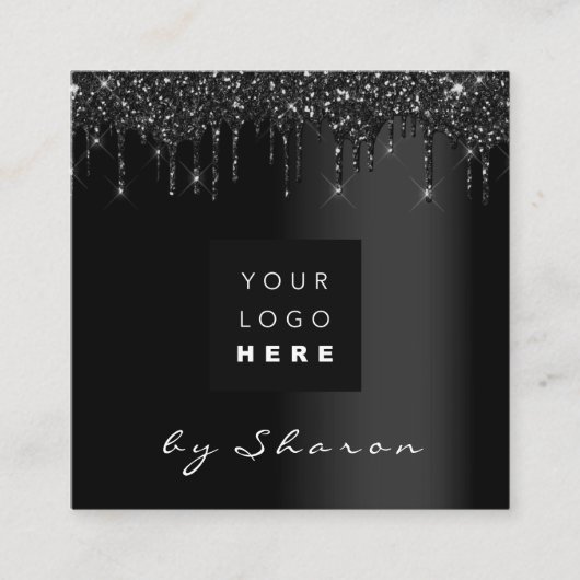 Nail Lashes Schwarze Tropfen 6 Punches VIP-Logo Quadratische Visitenkarte (Vorderseite)