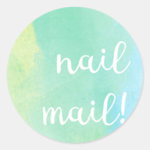 Nail Mail! Aufkleber - blaugrüne Wasserfarbe