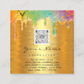 Nail Makeup Holograph Tropfen Logo QRCode Gold Uni Quadratische Visitenkarte (Rückseite)