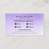 Nail Manicure Tech Lila Glam Glitzer Beauty Shop Visitenkarte (Rückseite)