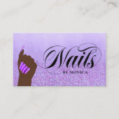 Nail Manicure Tech Lila Glam Glitzer Nail Salon Visitenkarte (Vorderseite)