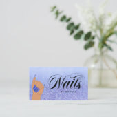 Nail Manicurist Tech Blue Glam Glitzer Nail Salon Visitenkarte (Stehend Vorderseite)
