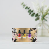 Nail Polish | Gold-Blume | QR-Code Terminkarte (Stehend Vorderseite)