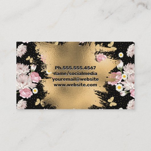 Nail Polish | Gold-Blume | QR-Code Terminkarte (Rückseite)