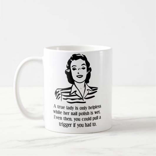 Nail Polish Helpless Funny Mug Kaffeetasse (Links)