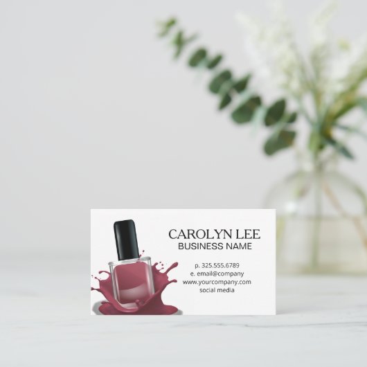 Nail Polish Splash | Deep Red Visitenkarte (Stehend Vorderseite)