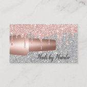 Nail Polnisch Rose Gold Tropfen Silberner Glitzer  Visitenkarte (Vorderseite)