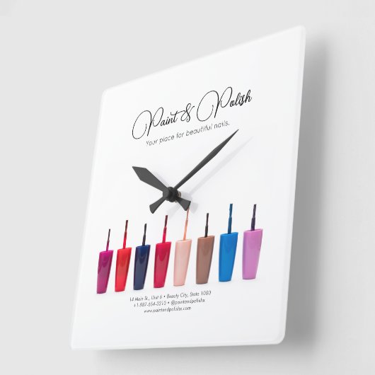 Nail Polnisch Set Nail Salon Quadratische Wanduhr (Winkel)