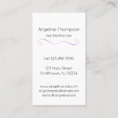 Nail Polnische Flasche Lila Visitenkarte (Rückseite)