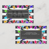 Nail Polnische Flaschen | Monogramm und Streifen | Terminkarte (Vorne/Hinten)