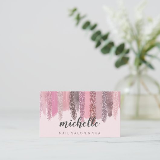 Nail Polnischer Glitzer Salon Manicure Sozialmedie Visitenkarte (Stehend Vorderseite)