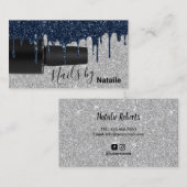 Nail Polnischer Navy Blue Tropfen Silver Manicuris Visitenkarte (Vorne/Hinten)
