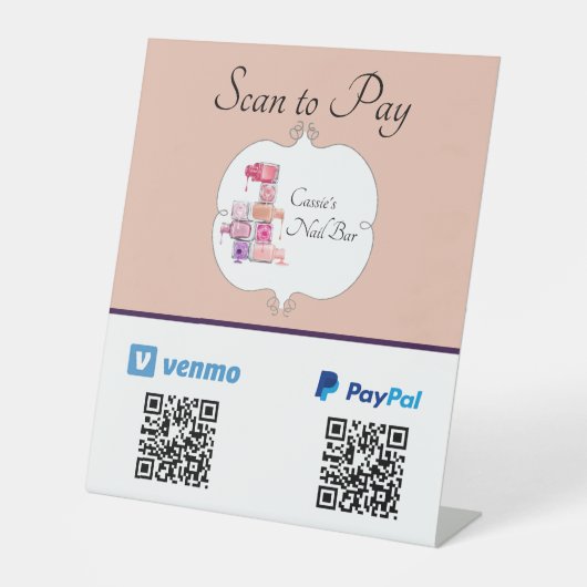 Nail-Polnischer Stack-Scan zur Bezahlung von QR-Co Sockelschild (Vorderseite)