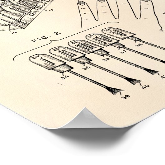 Nail Polnisches Kit 1955 Patent Art Old Peper Poster (Ecke)