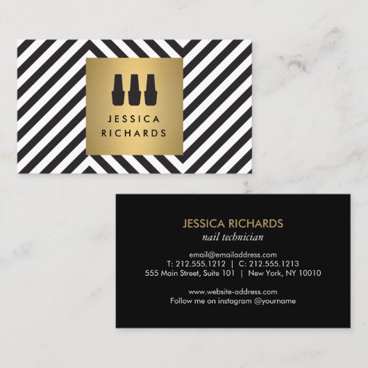 Nail Polnisches Trio Logo auf Retro Schwarz/Weiß M Visitenkarte (Vorne/Hinten)