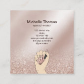 NAIL Rose gold NAIL TECHNICIAN Sq Quadratische Visitenkarte (Rückseite)