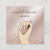 NAIL Rose gold NAIL TECHNICIAN Sq Quadratische Visitenkarte (Vorderseite)