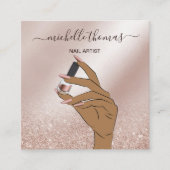NAIL Rose gold NAIL TECHNICIAN Sq Quadratische Visitenkarte (Vorderseite)