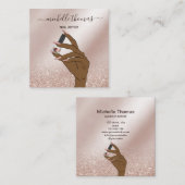 NAIL Rose gold NAIL TECHNICIAN Sq Quadratische Visitenkarte (Vorne/Hinten)