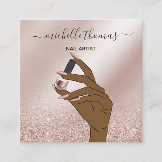 NAIL Rose gold NAIL TECHNICIAN Sq Quadratische Visitenkarte (Vorderseite)
