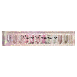 Nail Salon Artist Rose Lux Glitzer Holograph Blush Namensplakette