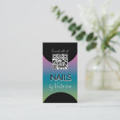 Nail Salon Beauty Artist QR Code Gradient Rainbow Visitenkarte (Stehend Vorderseite)
