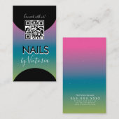 Nail Salon Beauty Artist QR Code Gradient Rainbow Visitenkarte (Vorne/Hinten)