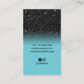 Nail Salon Black & Turquoise Polnischer Makeup Kün Visitenkarte (Rückseite)