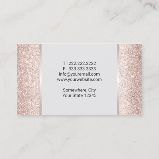 Nail Salon Blush Rose Gold Glitzer Polnisches Mani Visitenkarte (Rückseite)