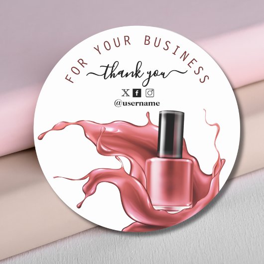 Nail Salon Business Branding Danke Karte Runder Aufkleber