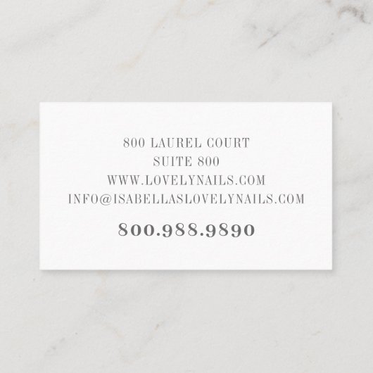 Nail Salon Business Card Visitenkarte (Rückseite)