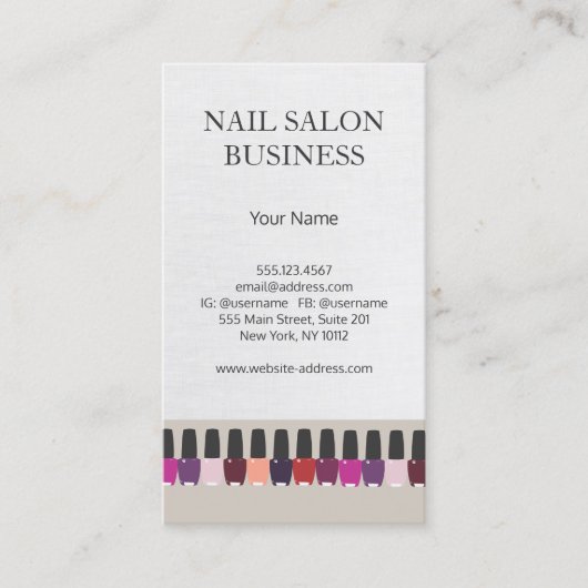 Nail Salon Business Card Visitenkarte (Vorderseite)