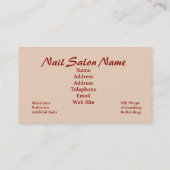 Nail Salon Business Card Visitenkarte (Rückseite)