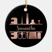 Nail Salon Business Technician Rose Gold Monogram Keramik Ornament (Vorne)