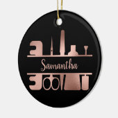 Nail Salon Business Technician Rose Gold Monogram Keramik Ornament (Links)
