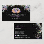 Nail Salon Diamond Hands Lila Glitzer Nail Tech Visitenkarte (Vorne/Hinten)