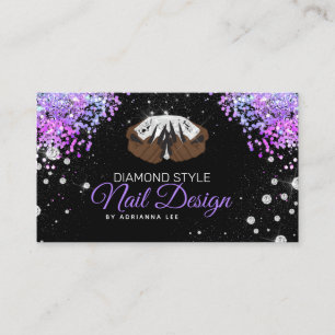 Nail Salon Diamond Lila Glitzer Manicurist Shop Visitenkarte