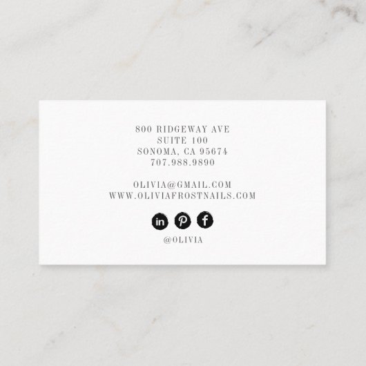 Nail Salon Foto, moderner Nageltechniker Visitenkarte (Rückseite)