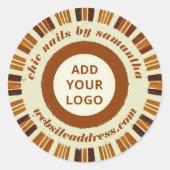Nail Salon für Rustikal-Chic-Firmenlogo Runder Aufkleber (Vorderseite)