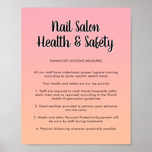 Nail Salon Gesundheit Pink Pastellfarben Covid Sic Poster (Vorne)