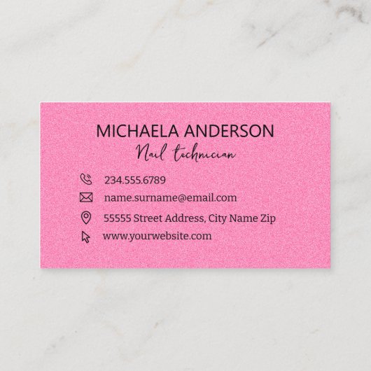 Nail Salon Girly Pink Leopard Tierdruckerei Visitenkarte (Rückseite)