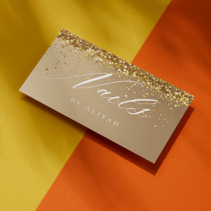 Nail Salon Gold Glitzer Confetti Business Card Visitenkarte