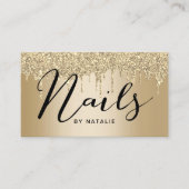Nail Salon Gold Glitzer Tropfen Typografie Visitenkarte (Vorderseite)