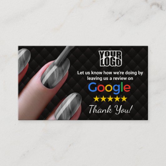 Nail Salon Google Review Card Vorlage mit QR Visitenkarte (Vorderseite)