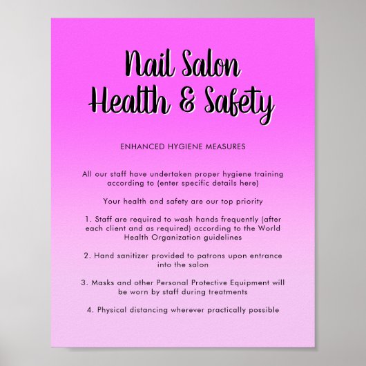 Nail Salon Health Bright Lila Covid Safety Poster (Vorne)