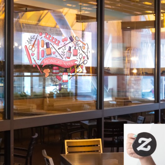 Nail Salon Heart Nail Tools Polnisch anpassen Fensteraufkleber (Restaurantfenster)