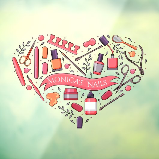 Nail Salon Heart Nail Tools Polnisch anpassen Fensteraufkleber (Blatt 3)