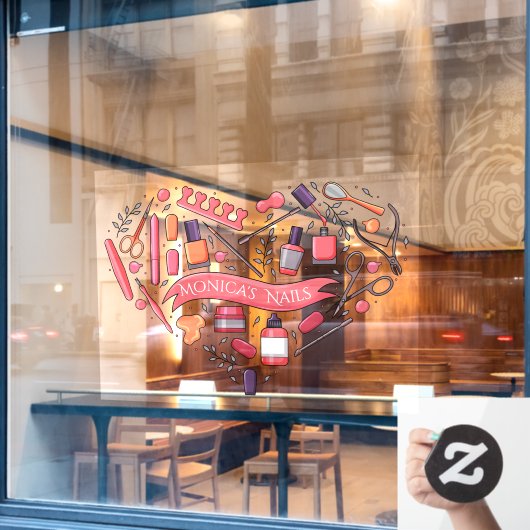 Nail Salon Heart Nail Tools Polnisch anpassen Fensteraufkleber (Café-Fenster)