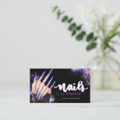 Nail Salon Holographic Glitzer Nail Tech Beauty Bu Visitenkarte (Stehend Vorderseite)
